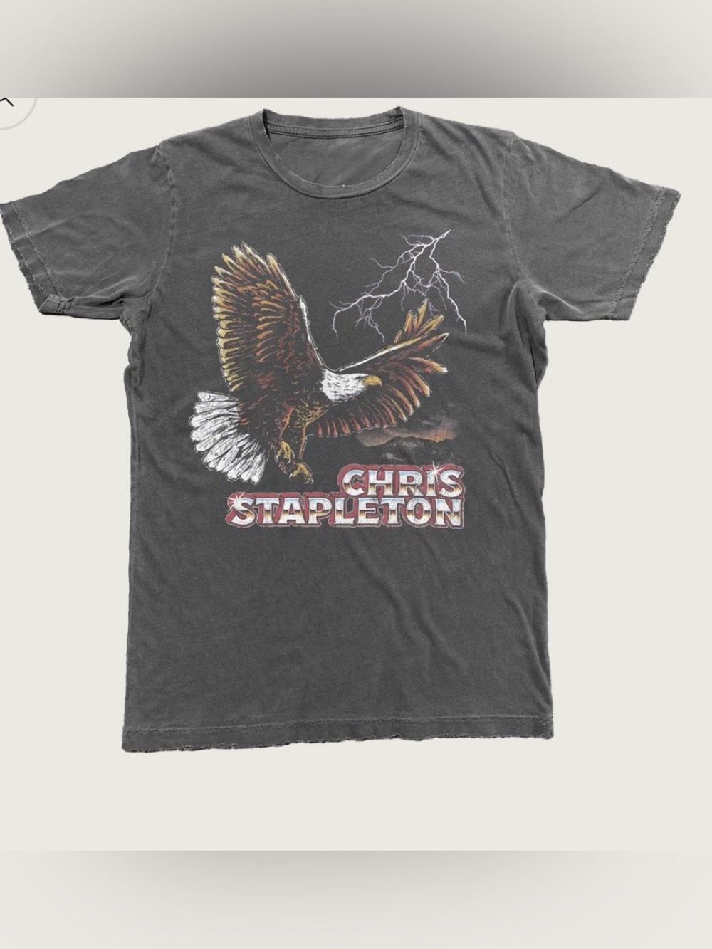 Vintage Premium Eagle Chris Stapleton Graphic Eagle T-Shirt. Charcoal.S.oversize